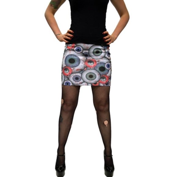 KREEPSVILLE 666 - GOOGLE BLOODSHOT EYES MINI SKIRT - Picture 3 of 3